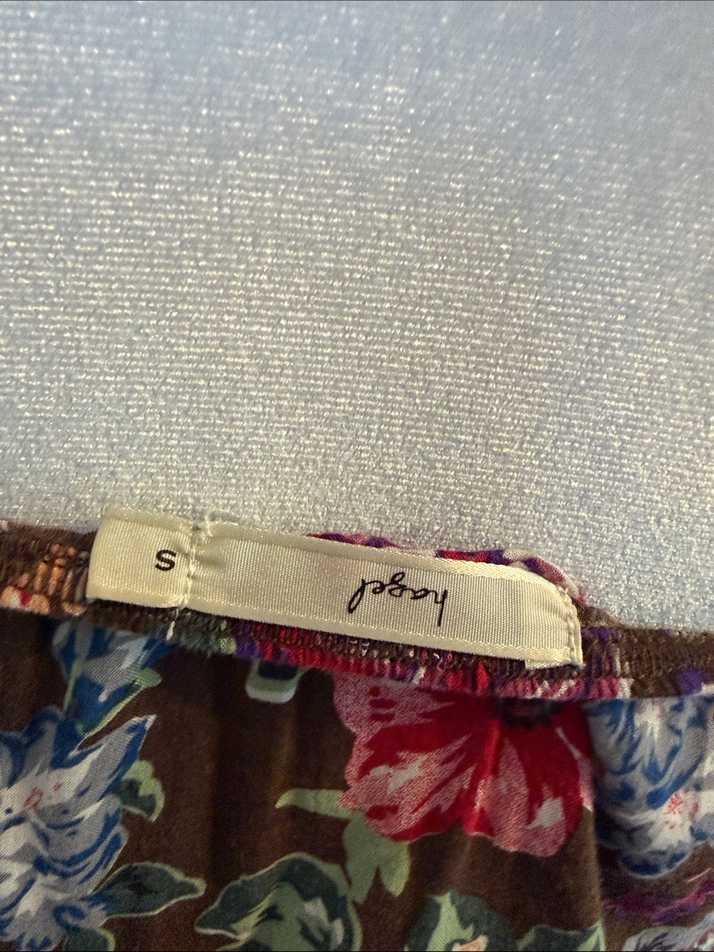 Babydoll style  Brown with pink, purple, and green Floral pattern top - Picture 5 of 10